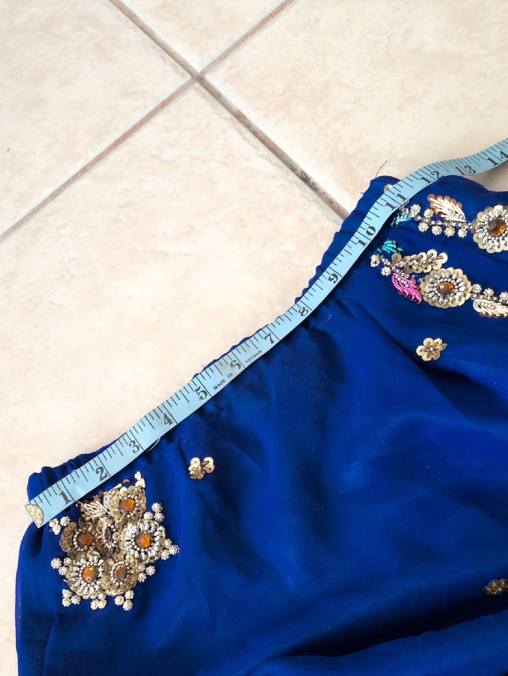 Handmade 2 Piece Blue Embellished Indian Dress Lehenga Size Small - Picture 3 of 12